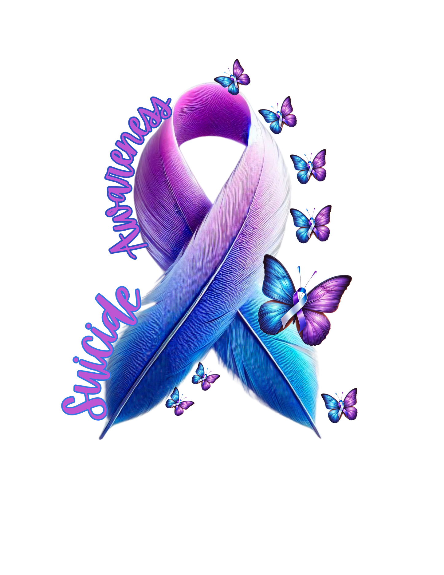 Suicide Awareness Feather Ribbon