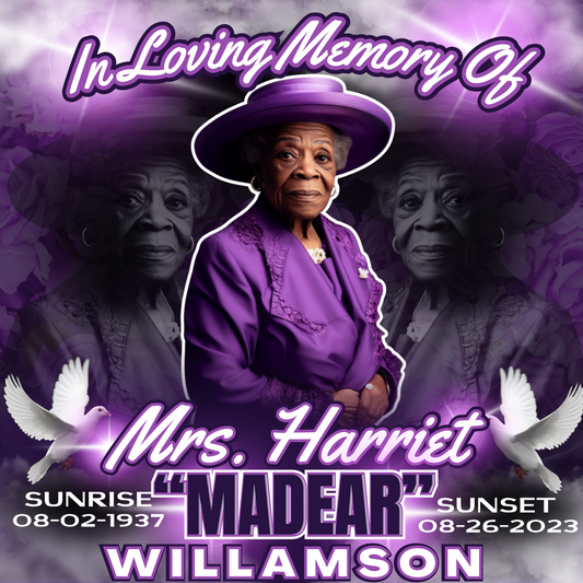 Single Purple Memorial Editable