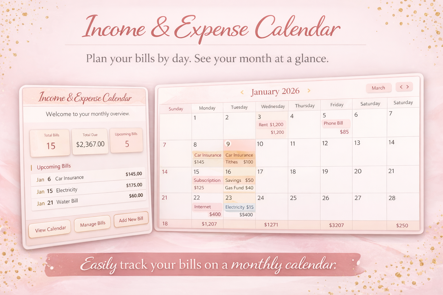 Income & Expense Calendar