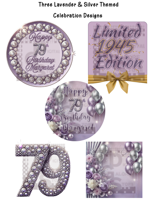 Three Lavender & Silver Themed Celebration Designs